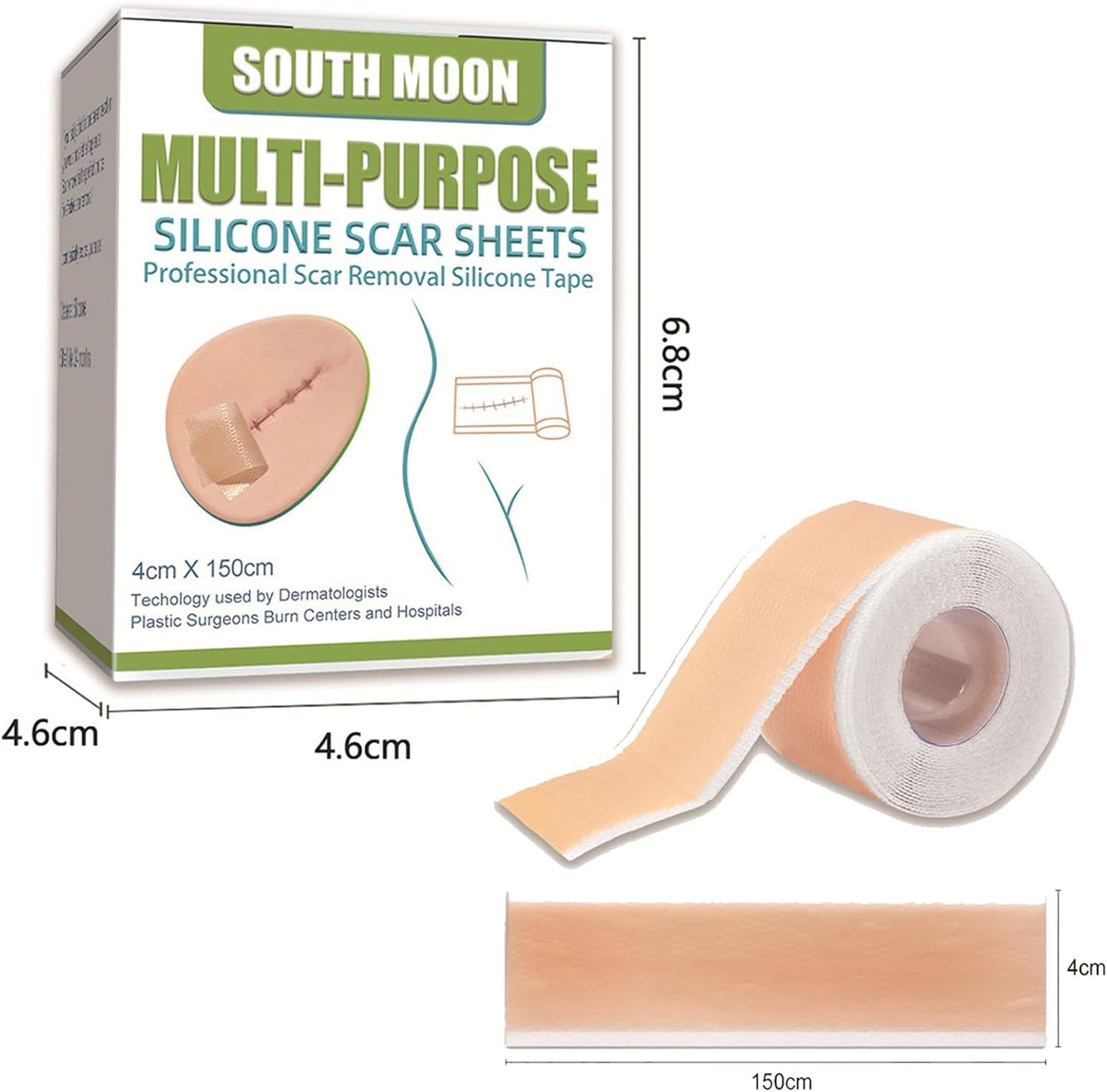 Cinta de silicona médica para cicatrices – 4×152 cm – cesárea, cirugía, quemaduras, queloides y acné