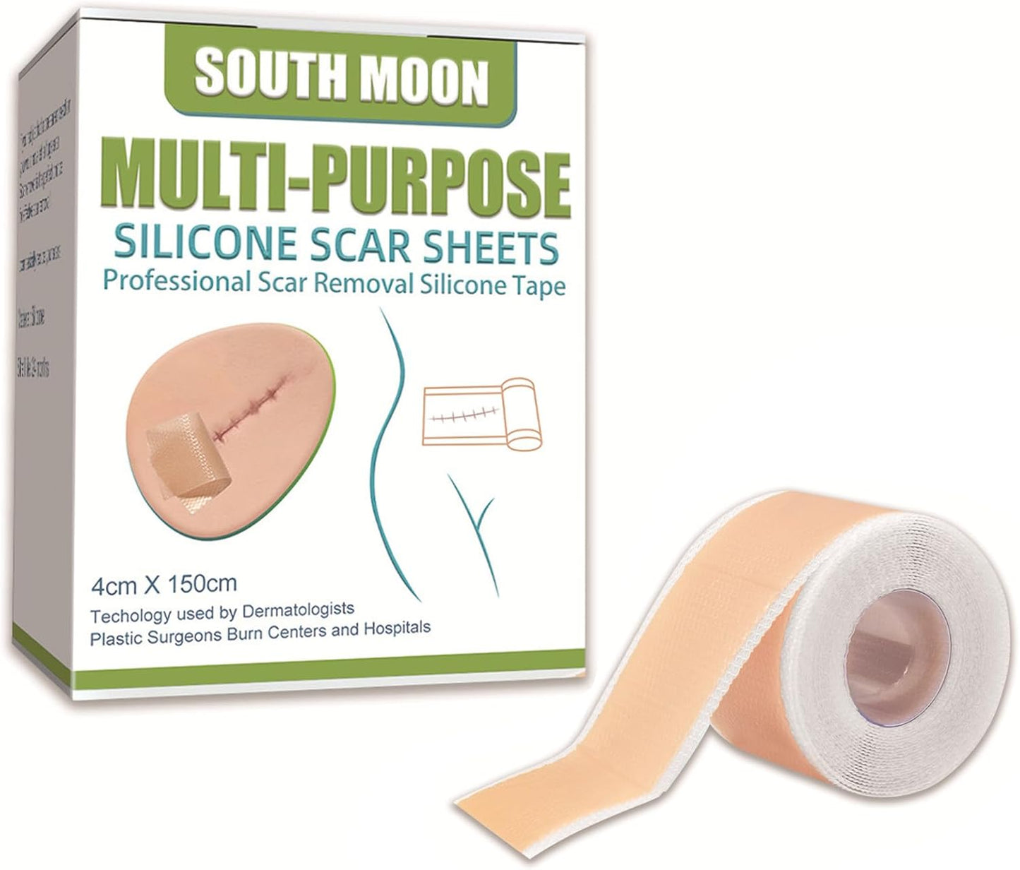 Cinta de silicona médica para cicatrices – 4×152 cm – cesárea, cirugía, quemaduras, queloides y acné