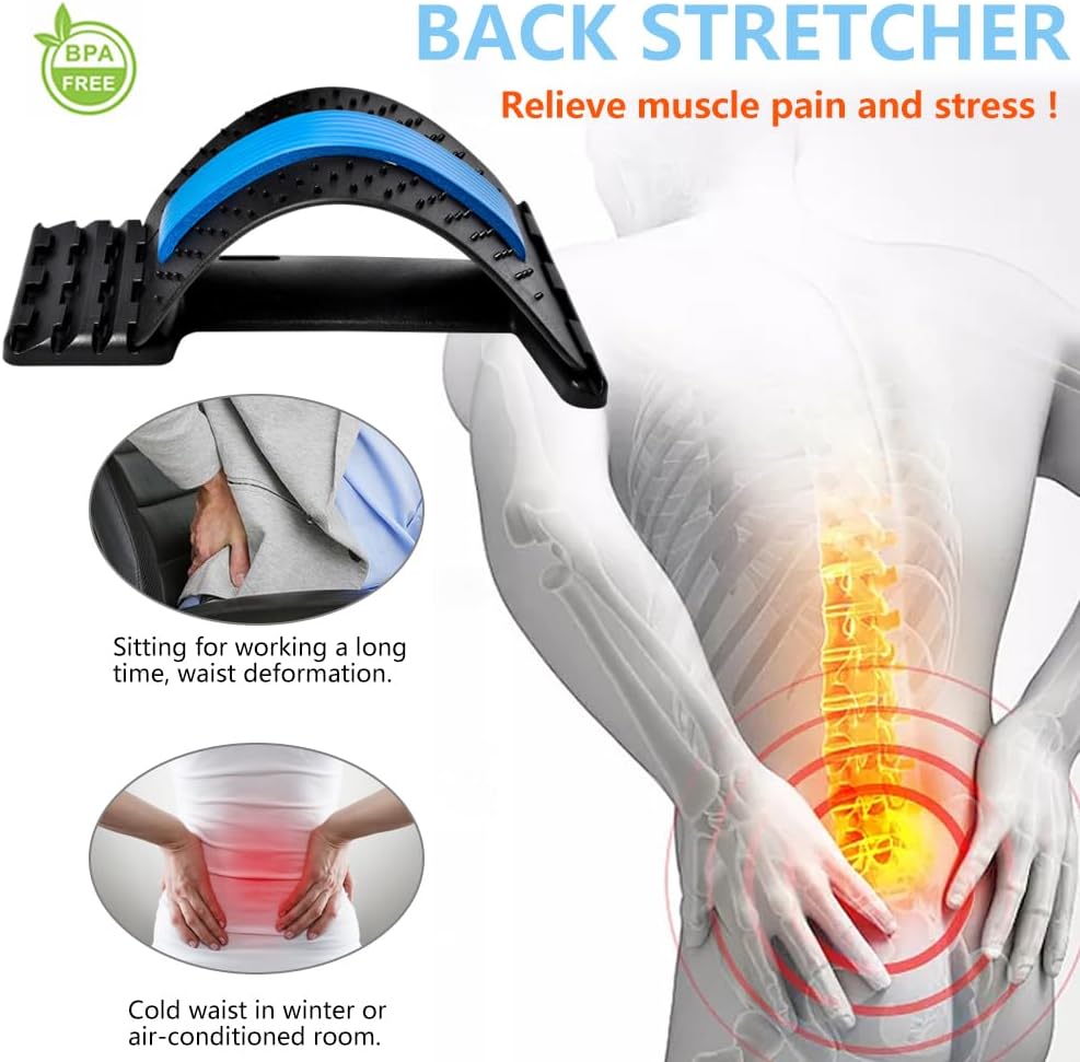 Elasticidad lumbar, dispositivo para aliviar el dolor de espalda baja, masajeador lumbar de varios niveles, alivio para hernias discales, ciática, escoliosis, soporte para estiramiento.