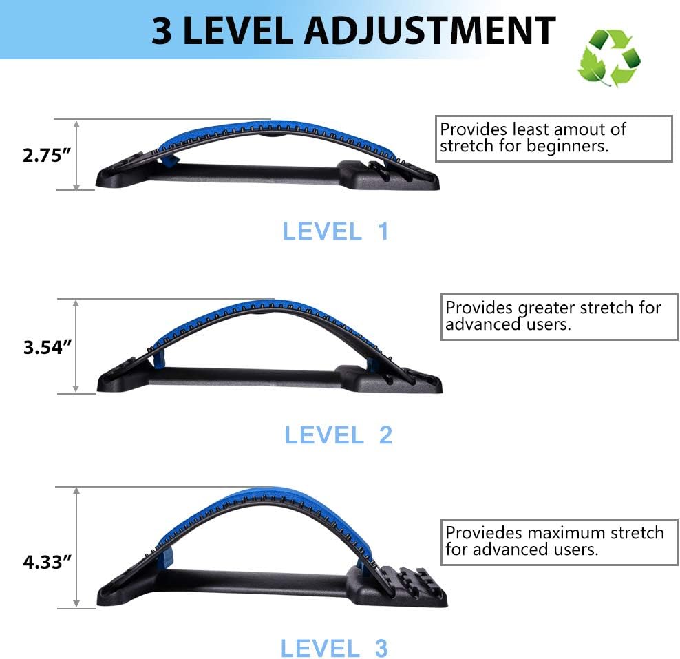 Elasticidad lumbar, dispositivo para aliviar el dolor de espalda baja, masajeador lumbar de varios niveles, alivio para hernias discales, ciática, escoliosis, soporte para estiramiento.