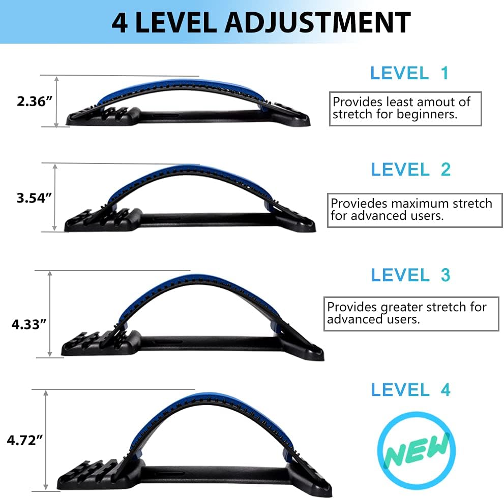 Elasticidad lumbar, dispositivo para aliviar el dolor de espalda baja, masajeador lumbar de varios niveles, alivio para hernias discales, ciática, escoliosis, soporte para estiramiento.