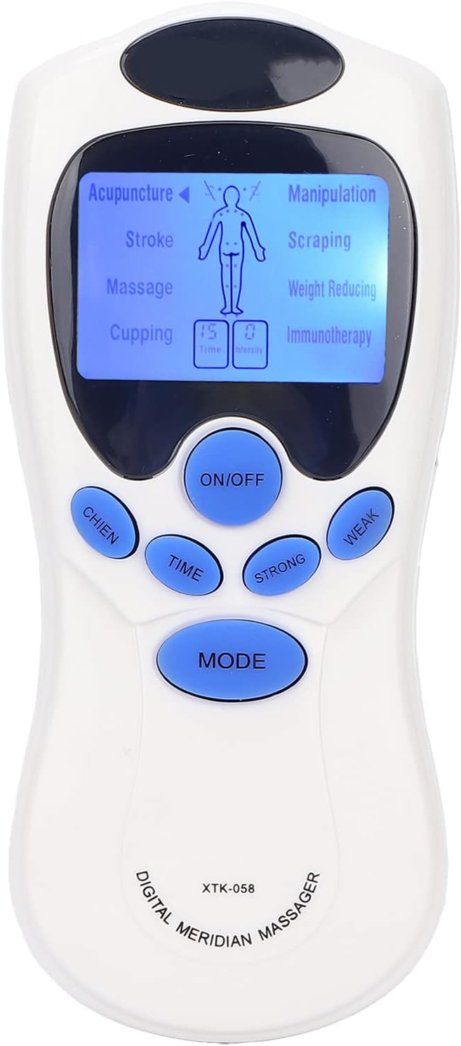 Masajeador eléctrico portátil para hombros y espalda, con 8 modos y 2 electrodos incluidos.