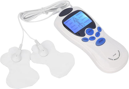 Masajeador eléctrico portátil para hombros y espalda, con 8 modos y 2 electrodos incluidos.