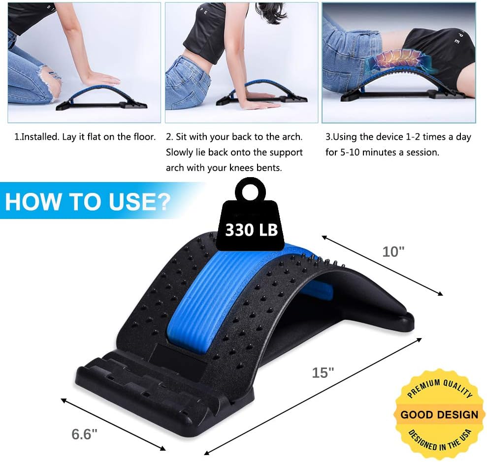 Elasticidad lumbar, dispositivo para aliviar el dolor de espalda baja, masajeador lumbar de varios niveles, alivio para hernias discales, ciática, escoliosis, soporte para estiramiento.