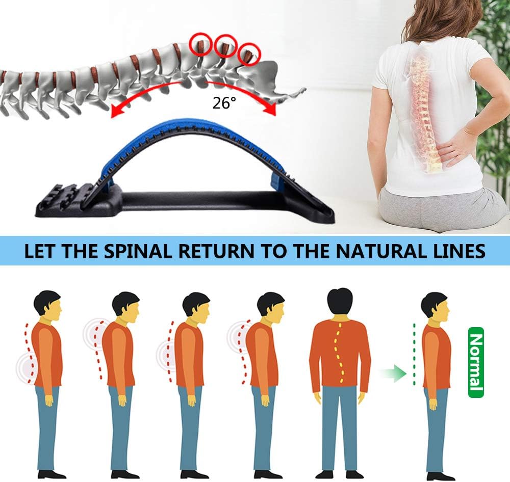 Elasticidad lumbar, dispositivo para aliviar el dolor de espalda baja, masajeador lumbar de varios niveles, alivio para hernias discales, ciática, escoliosis, soporte para estiramiento.