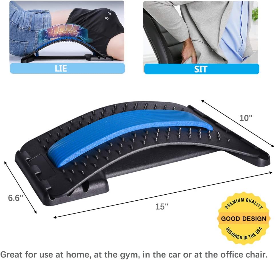 Elasticidad lumbar, dispositivo para aliviar el dolor de espalda baja, masajeador lumbar de varios niveles, alivio para hernias discales, ciática, escoliosis, soporte para estiramiento.