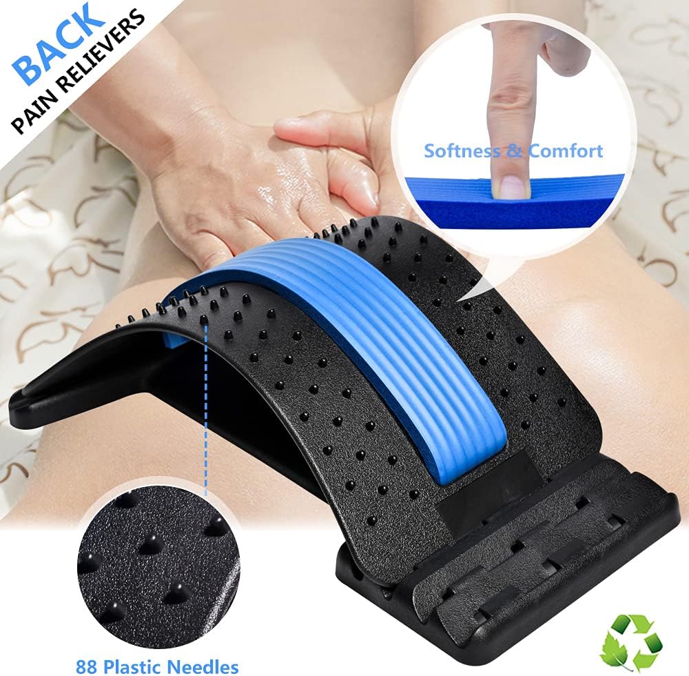 Elasticidad lumbar, dispositivo para aliviar el dolor de espalda baja, masajeador lumbar de varios niveles, alivio para hernias discales, ciática, escoliosis, soporte para estiramiento.