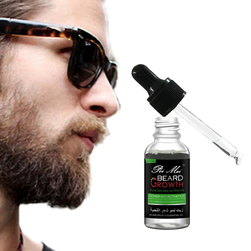Potenciador profesional del crecimiento de la barba para hombres – Aceite esencial para barba, nutrición facial, crecimiento de bigote, kit fortalecedor