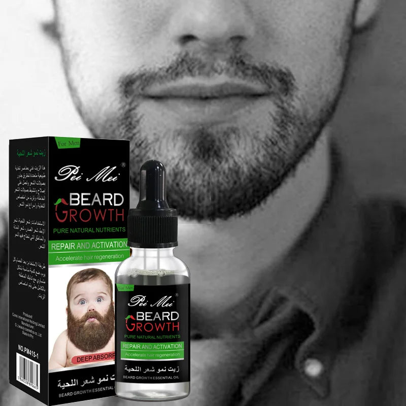 Potenciador profesional del crecimiento de la barba para hombres – Aceite esencial para barba, nutrición facial, crecimiento de bigote, kit fortalecedor